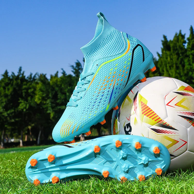 Chaussures de football FG/TF pour homme, bottes de football d'entraînement en plein air, baskets pour femme, chaussures de sport ultralégères antidérapantes, crampons de football pour terrain synthétique, grande taille