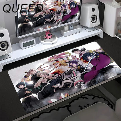 Alfombrilla de escritorio para ordenador y teclado, alfombrilla de ratón anime chica kawaii, 900x400mm, goma antideslizante, Demon Slayers XL