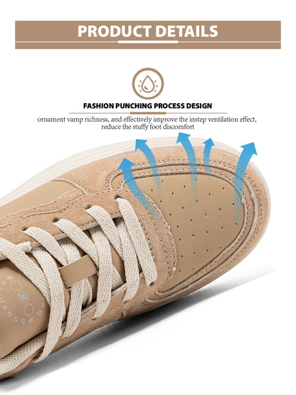 Baasploa Women Platform Sneakers Fashion Leather Casual Thick Soled Shoes for Women Comfort White Skateboarding Shoes Non-Slip