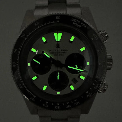 Orologio cronografo da uomo Tactical Frog 41mm, movimento al quarzo solare VS75, impermeabile, zaffiro, verde, luminoso C3, orologio da polso al quarzo