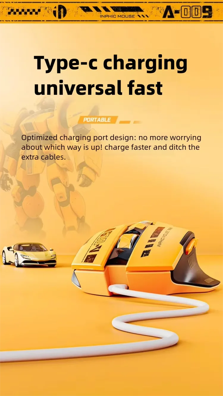 Inphic A9 V2 Wireless Gaming Mouse 12800DPI Rechargeable Ergonomic Bluetooth Compatible Silent Mouse For PC Laptop Computer