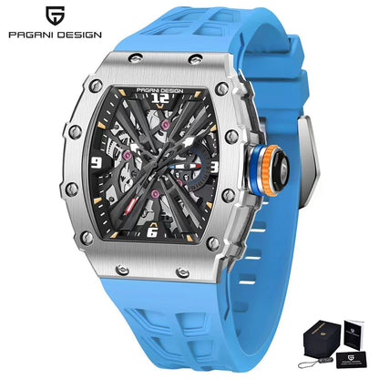 Orologio da uomo PAGANI DESIGN 2026 New al quarzo, movimento VH65, quadrante scheletrato, impermeabile 100M, sportivo rettangolare, vetro zaffiro