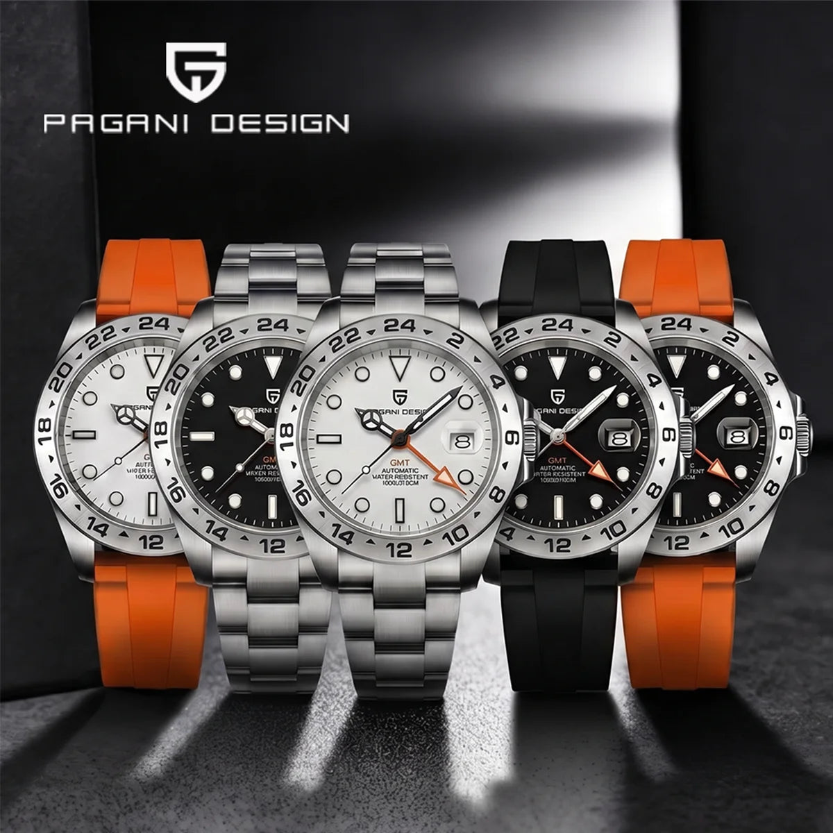 Pagani Design 2026 Nuovo orologio subacqueo da uomo 42mm in zaffiro, automatico meccanico GMT, impermeabile 100m PD1682
