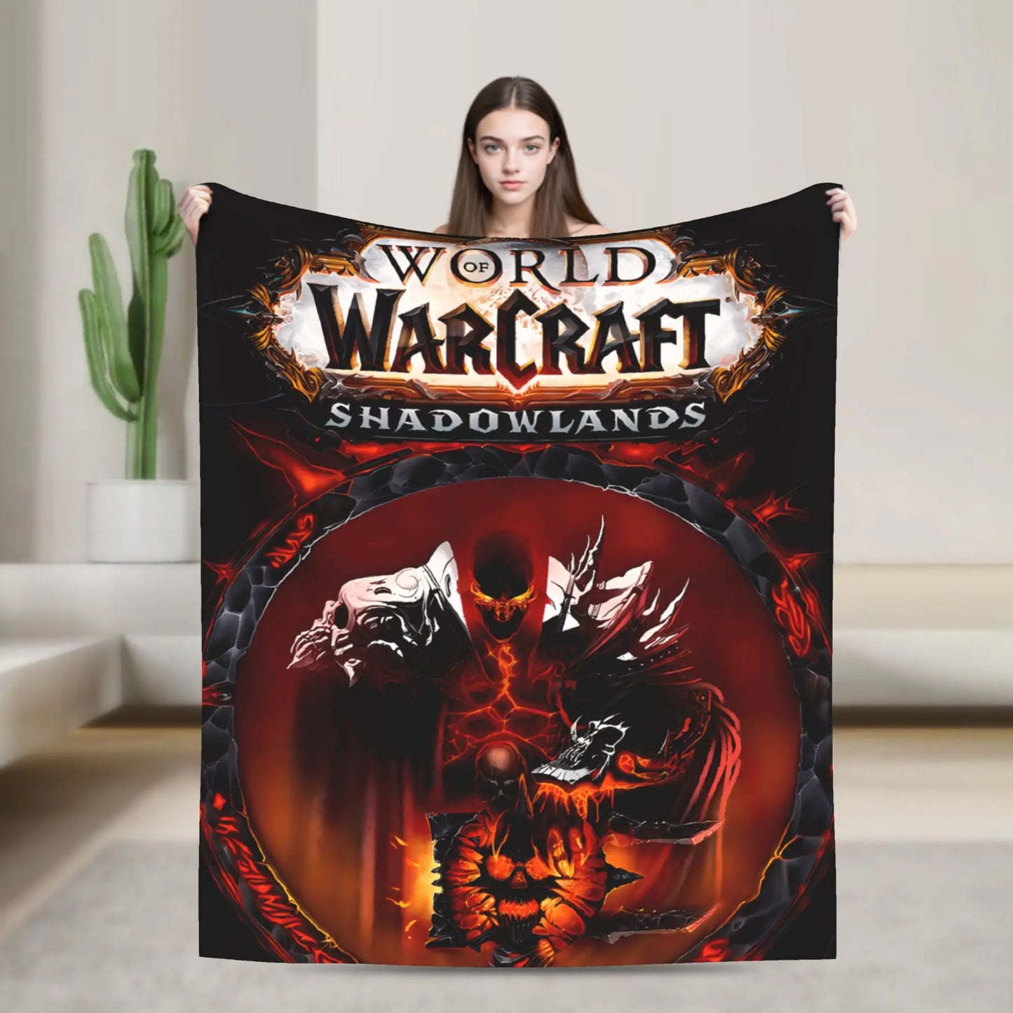 WOW World of Warcraft Arthas Retro Game Flannel Blanket  Super Warm Throw Blanket for Bedroom Camping Bedspread Sofa Bed Cover