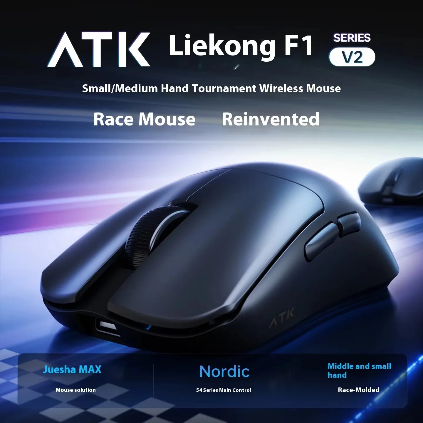 Ratón gaming inalámbrico trimodo ATK F1 V2 Ultra MAX PAW3950, doble 8K, ligero y ergonómico, ratón esports, accesorio personalizado para PC