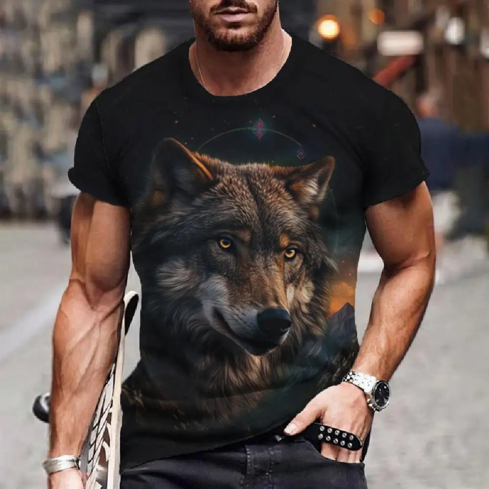 Wolf T-Shirt 3d Digital Animal Print Graphic camisa hombre Causal Tees Short Sleeves Comfortable Pullover Tops Men's Clothing