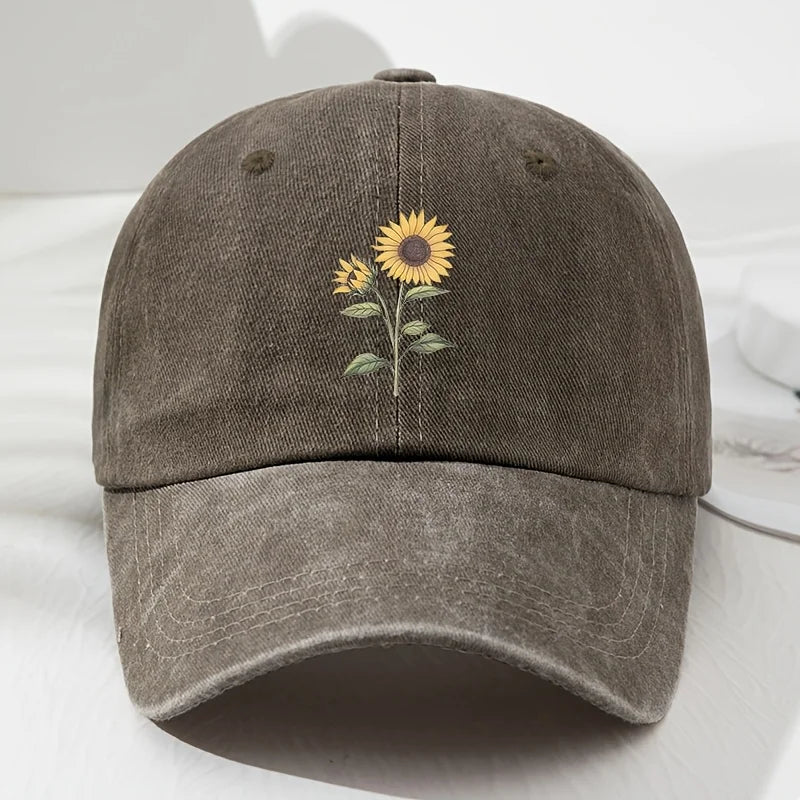 Baseballkasket med retro solsikkemønster (Dad Hat), velegnet til udendørs sport, fiskeri og camping, vandrekasket