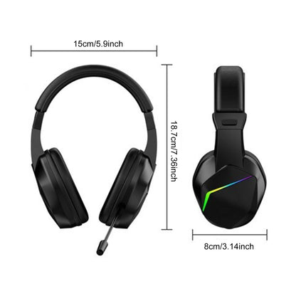 Wireless BT Gaming Headset with LED Lights, Low Latency Gaming Headphones, 40mm Drivers, Over-Ear Wireless Gaming Headset with Microphone