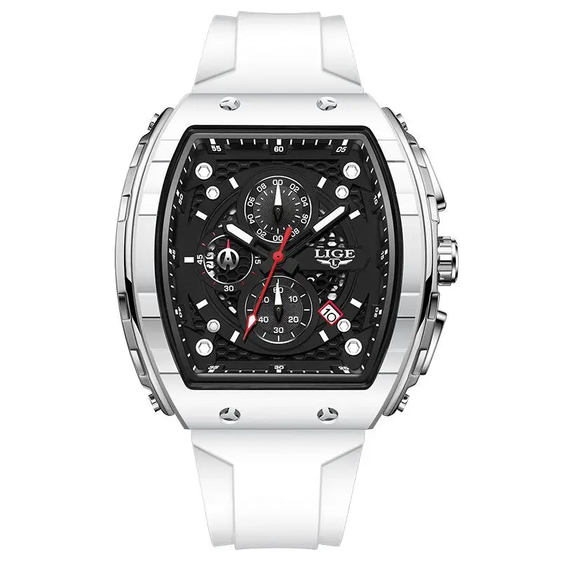 Reloj LIGE para hombre, de moda y lujo, resistente al agua, correa de silicona, cuarzo, luminoso, deportivo, fecha automática, cronógrafo, diseño sencillo