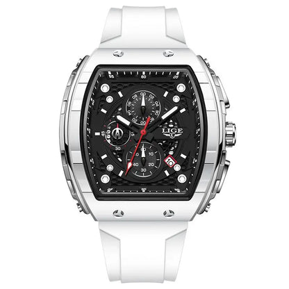Reloj LIGE para hombre, de moda y lujo, resistente al agua, correa de silicona, cuarzo, luminoso, deportivo, fecha automática, cronógrafo, diseño sencillo
