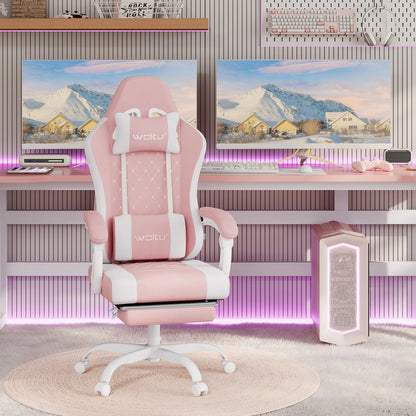 Silla de ordenador giratoria WOLTU con función de masaje, silla de oficina ergonómica con almohada y reposapiés, silla gaming ajustable en altura