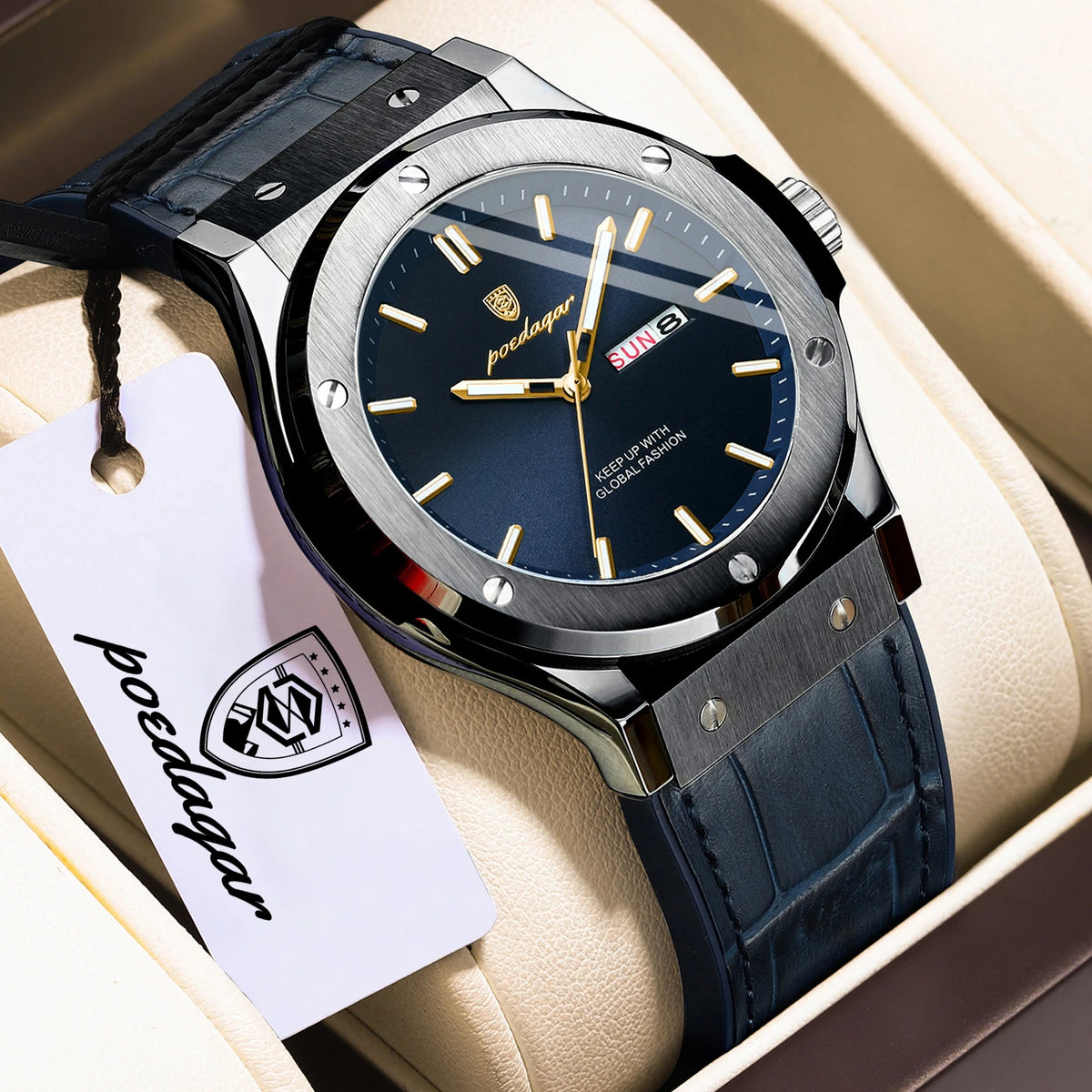 Relógio para homem POEDAGAR – Modelo original, estilo profissional, à prova de água, bracelete em silicone, indicação da data e do dia, movimento de quartzo, relógio de luxo na moda.
