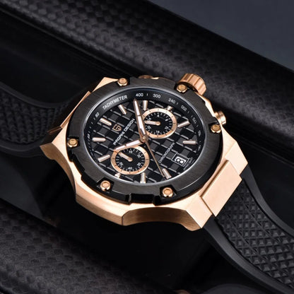 Reloj de cuarzo para hombre PAGANI DESIGN PD-YS032, 44mm, movimiento japonés VK64, caja de acero inoxidable, correa de caucho, cristal de zafiro, resistente al agua 100M