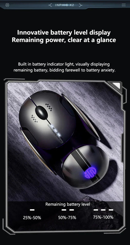Inphic X2 Tri-Mode Metal Bluetooth Wireless Mouse Silent Rechargeable E-Sports Backlight Gaming PC Laptops Accessories Gift