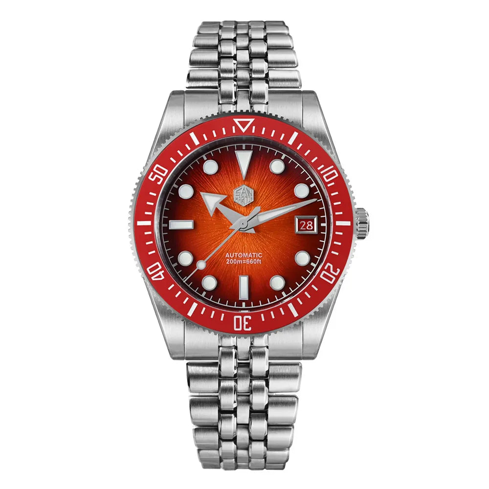 Relógio de mergulho masculino San Martin 37.5mm 40mm Miyota 9015 com mostrador esmaltado, relógio de pulso mecânico automático de luxo, resistente à água 200m SN0148