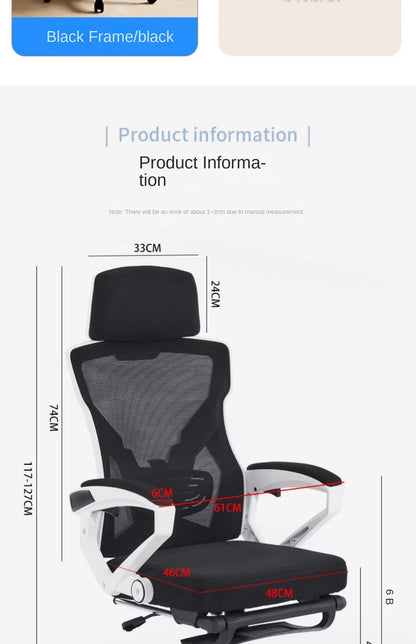 Asiento reclinable ergonómico, silla de oficina cómoda, silla para ordenador doméstica, silla para residencia de estudiantes, silla gaming con reposapiés
