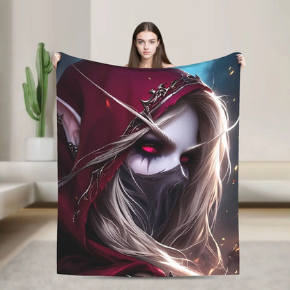 WOW World of Warcraft Arthas Retro Game Flannel Blanket  Super Warm Throw Blanket for Bedroom Camping Bedspread Sofa Bed Cover