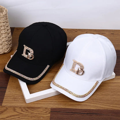 CNTANG 2024 Fashion Diamond D Letter Baseball Cap For Women Snapback Summer Outdoor Sun Protection Hat Autumn Casual Ladies Caps