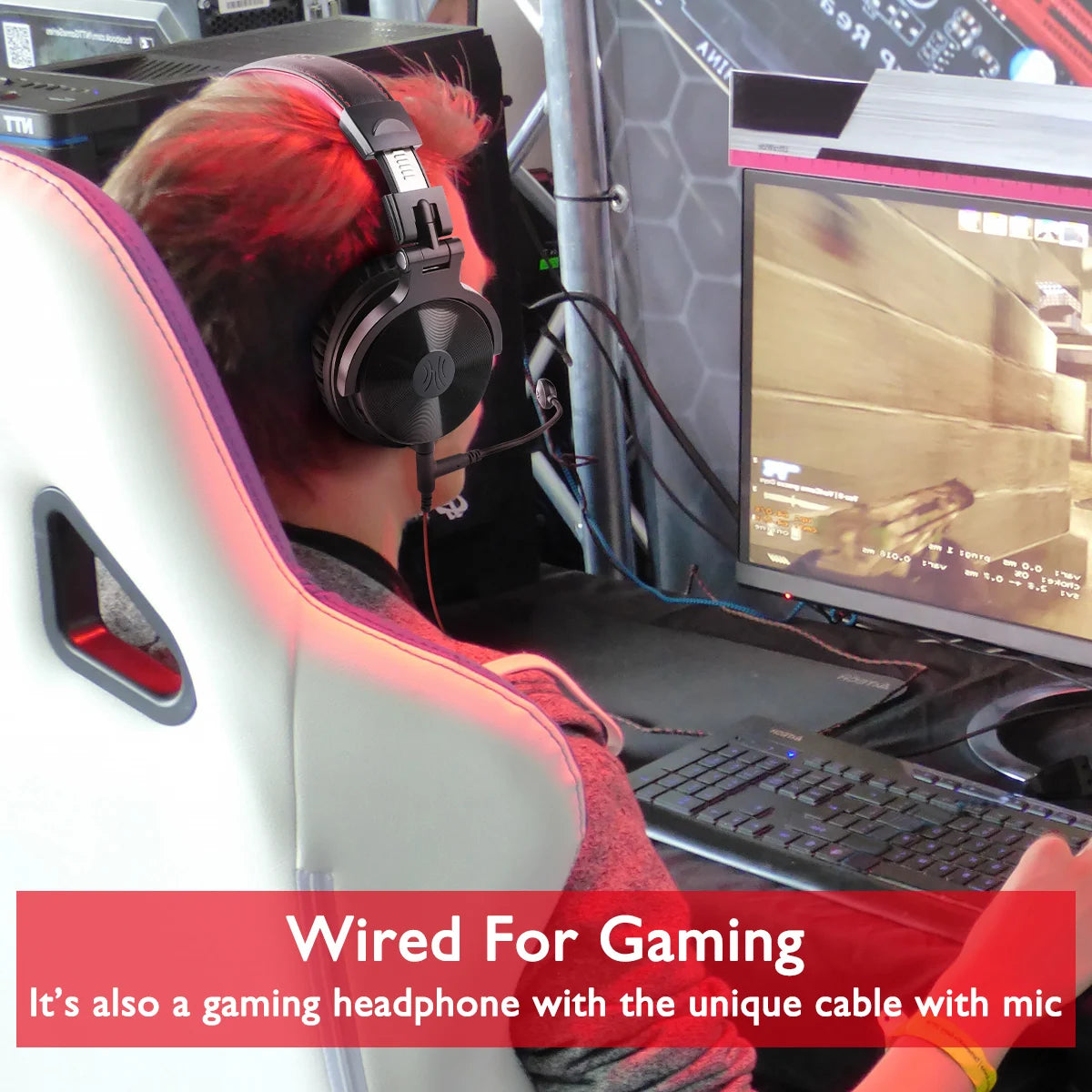 Auriculares gaming inalámbricos OneOdio Pro-M Bluetooth 5.2 HiFi estéreo con micrófono, 110H de autonomía, graves profundos y diseño plegable circumaural