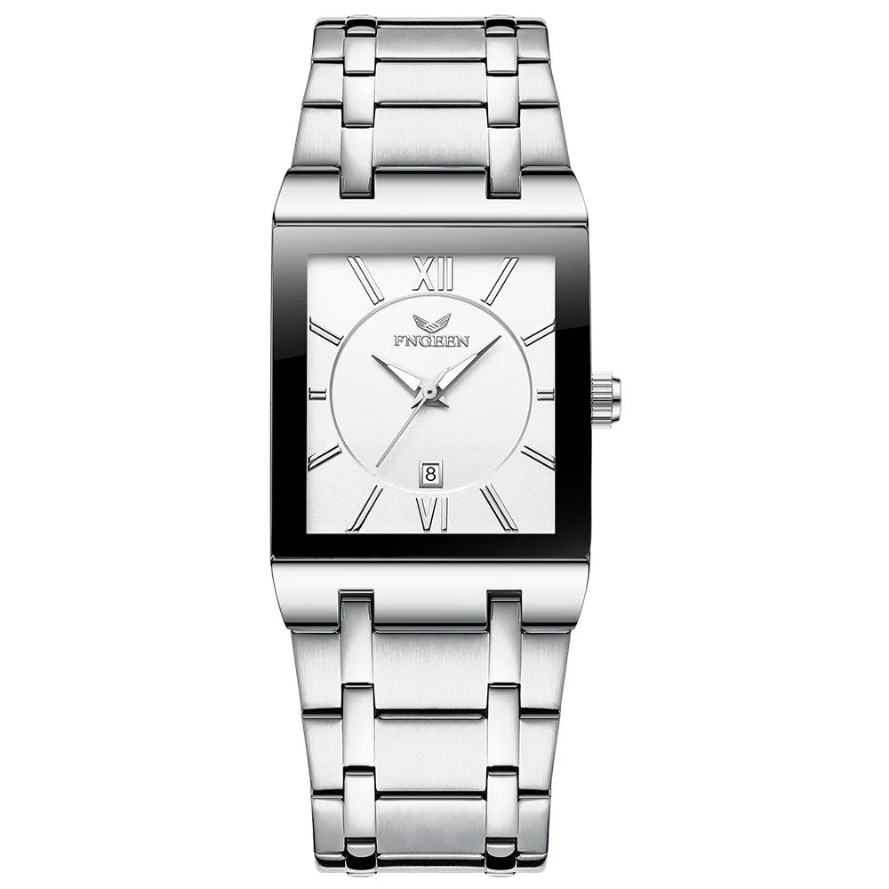 Relógio de pulso de luxo BINBOND com mecanismo de quartzo preciso para homem, luminoso, à prova de água, data automática, em aço inoxidável resistente, estilo casual.