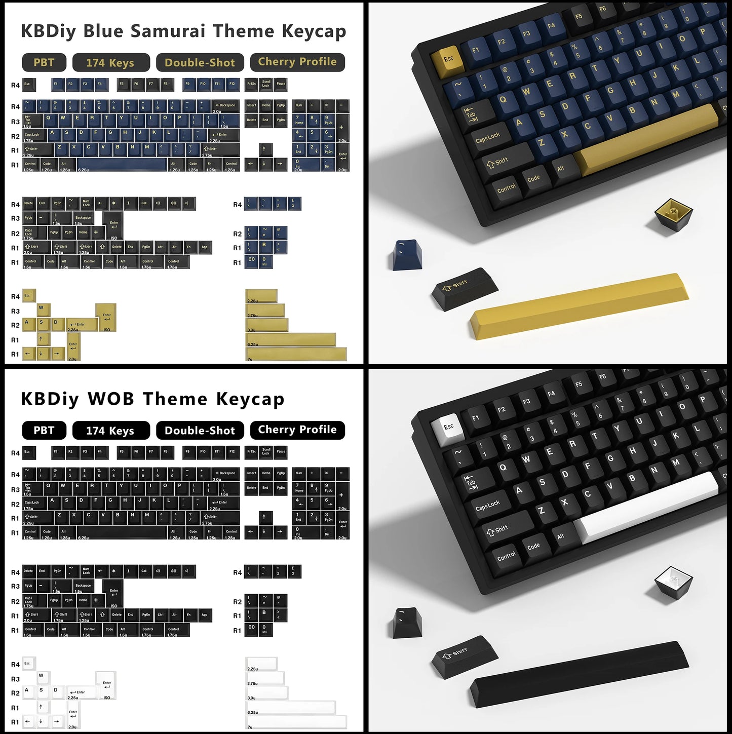 KBDiy 174 teclas/set teclas PBT GMK Apollo Double Shot minimalistas perfil ISO Cherry para teclado mecánico gaming, compatibles con MX