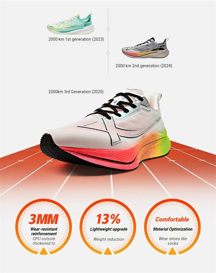 Buty do biegania Xtep 2000km 3.0 dla kobiet – wiosenne trampki z amortyzacją, do treningu i joggingu, odporne na zużycie, lekkie 875118110034