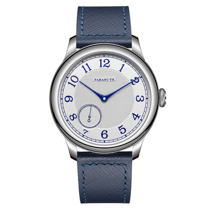 Orologio da uomo FARASUTE NEW Machinery con quadrante salmone, movimento meccanico manuale ST17, piccoli secondi e bracciale vintage Bonklip