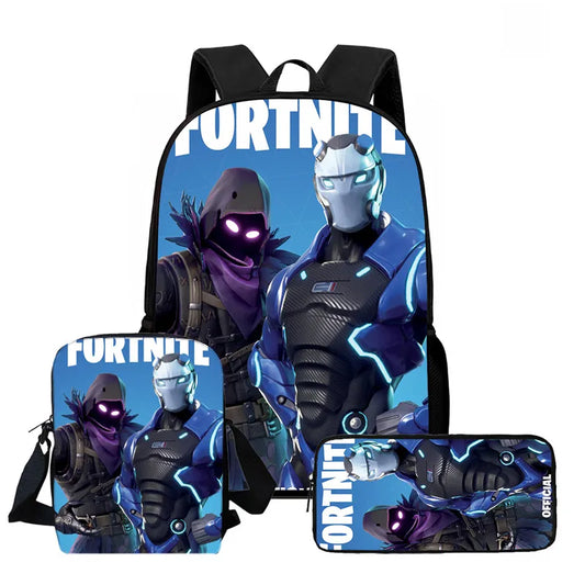 Fortnite 3-piece cartoon set, unisex, includes: Backpack, Crossbody bag, And pencil case  Lightweight and large capacity