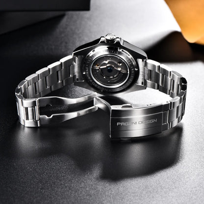 Pagani Design 2026 Nuovo orologio subacqueo da uomo 42mm in zaffiro, automatico meccanico GMT, impermeabile 100m PD1682