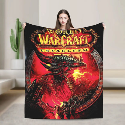 WOW World of Warcraft Arthas Retro Game Flannel Blanket  Super Warm Throw Blanket for Bedroom Camping Bedspread Sofa Bed Cover