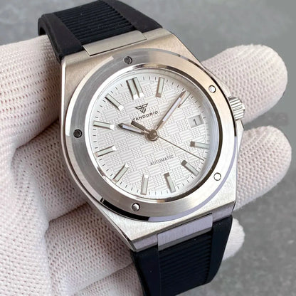 Orologio meccanico da uomo Tandorio New Black Luxury in stile business engineer, vetro zaffiro, impermeabile 100m, movimento automatico NH35A