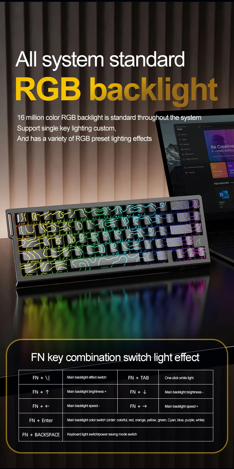Teclado gaming magnético ATTACK SHARK X68HE X68PRO HE y FREEWOLF F68 con cable F68Pro inalámbrico para gaming profesional, activación rápida de 0.01mm
