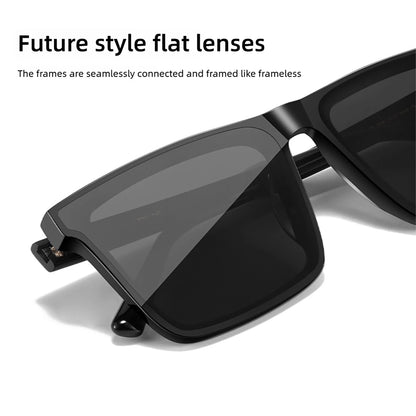 CAPONI Nylon Polarized Sunglasses High Quality Acetate Square Flat Design Sun Glasses For Men UV400 Protect Black Shades CP7499