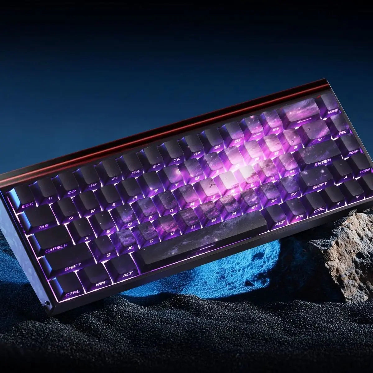 Keycap PBT trasparenti Cherry con incisione laterale e sfumatura Purple Galaxy, 135 tasti, compatibili con tastiere meccaniche 60/64/84/98/108