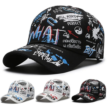 Cappellino da baseball unisex in cotone con graffiti, stampa snapback hip hop alla moda per donna e uomo