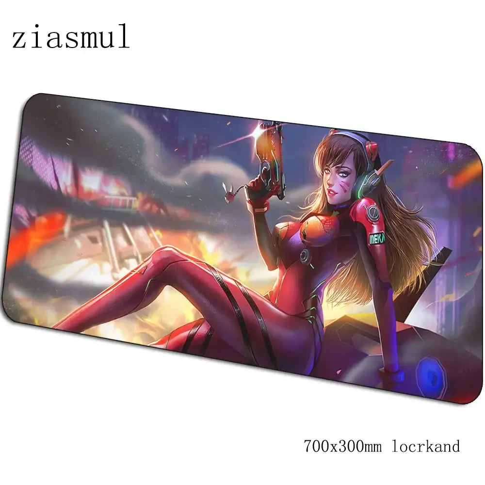 Alfombrilla gamer D.Va 70x30cm XL para ratón gaming, PC y portátil, tapete de escritorio bonito para juegos, regalo de Navidad para gamers, alfombrilla gamepad