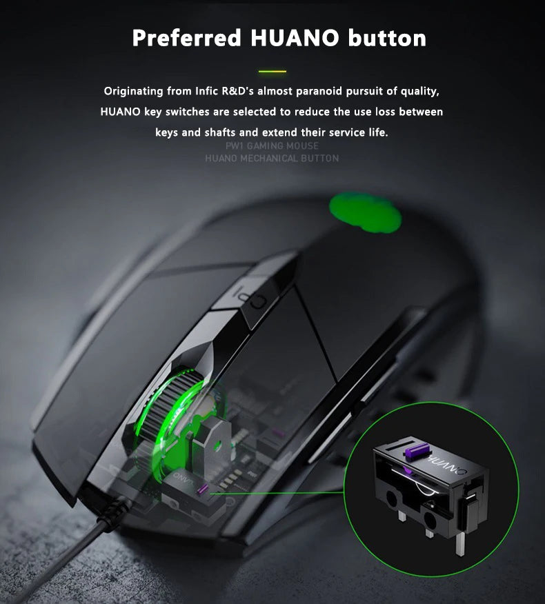 Mouse cablato Inphic W1 Esports Gaming, mouse silenzioso da ufficio, disponibile con tre o sei tasti
