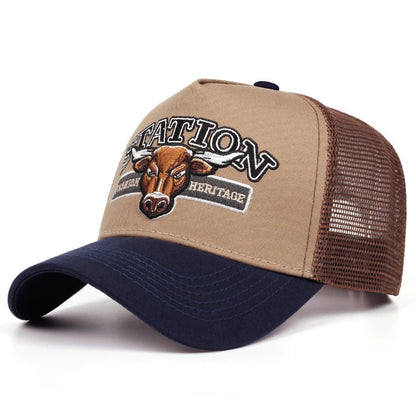 2025 Personalized New STATION Bullhead Truck Hat Men's Skateboarding Hat HipHop Hat Women's Casual Sun Hat Baseball Hat Mesh Hat