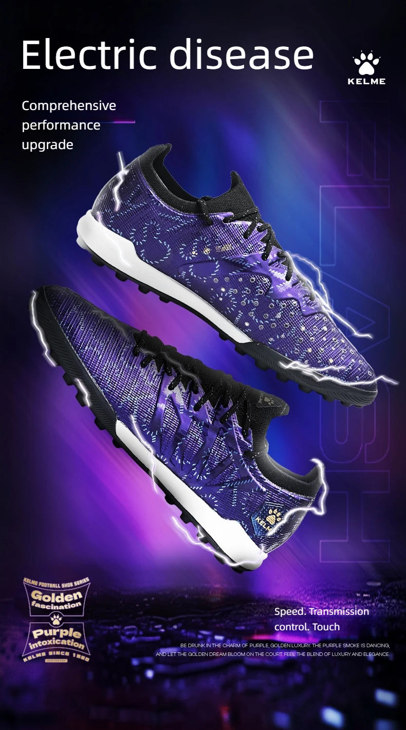 Zapatillas de fútbol KELME para adulto, modelo Men's Disease Electric 3.0, tacos cortos MG, calzado profesional transpirable para partidos y entrenamientos