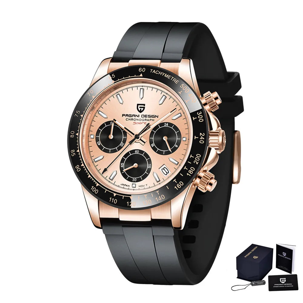 Nuovo originale PAGANI DESIGN PD-1664 orologio da uomo di lusso, movimento al quarzo giapponese VK63, zaffiro, impermeabile, cronografo, oro