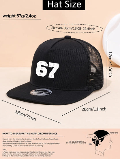 1PC Practical 67 Star Hat! Mesh breathable+flat eave decoration for face shape, essential for commuting