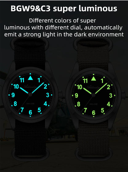 Reloj analógico para hombre ADDIESDIVE de 36mm con cristal de espejo abombado, resistente al agua 100m, luminoso, reloj de cuarzo sencillo para hombre con correa de nailon