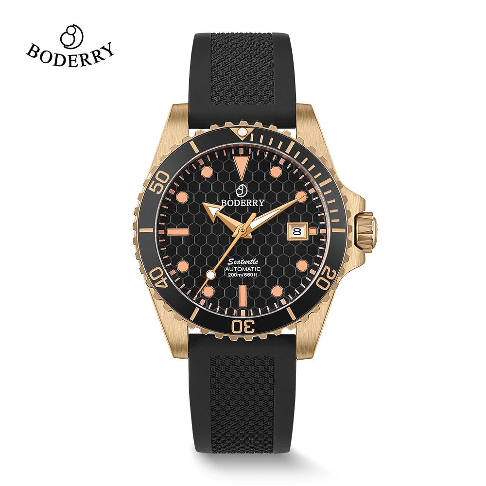 Boderry Bronze Watch Seaturtle Titanium Diver Luxury Wristwatch Automatic Mechanical Wristwatch Sport 200M Waterproof Luminous