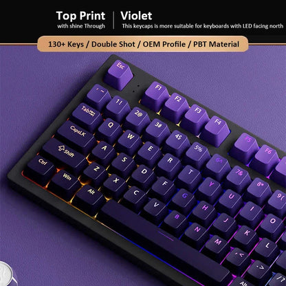 133+ tasti OEM Profile Gradient Keycaps per tastiera meccanica da gaming con switch Cherry MX, PBT retroilluminati RGB, layout ISO, keycap