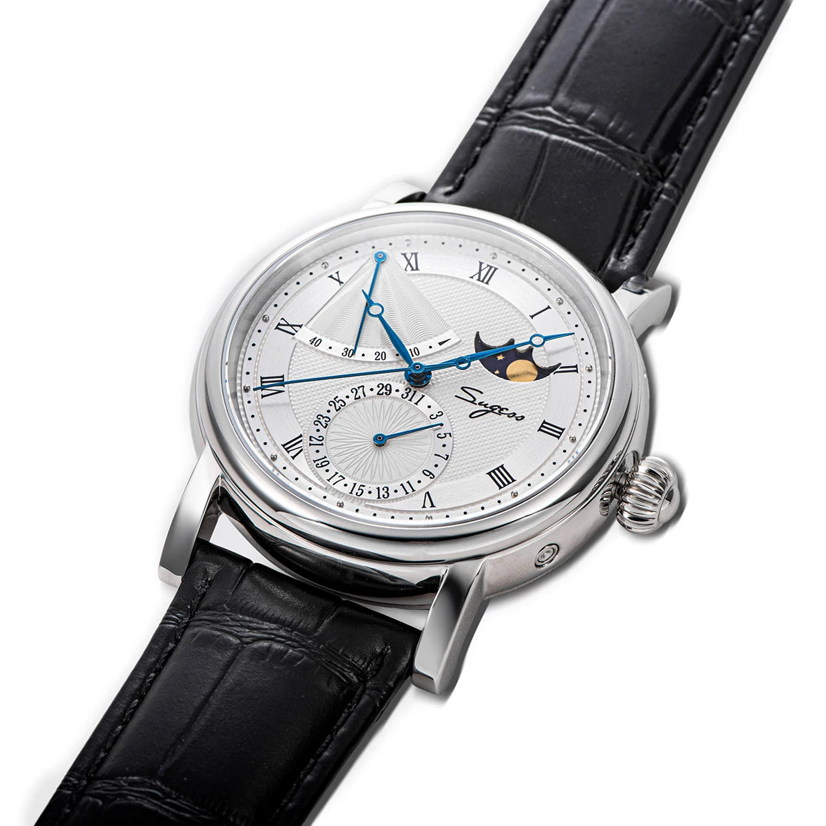 2023 Sugess Watch of Men Automatic Mechanical Moon-Phase Wristwatches Power Reserved  Sapphire WaterResistant Tianjin Movement