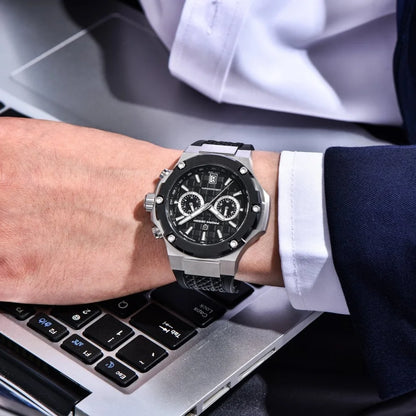 Reloj de cuarzo para hombre PAGANI DESIGN PD-YS032, 44mm, movimiento japonés VK64, caja de acero inoxidable, correa de caucho, cristal de zafiro, resistente al agua 100M