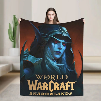 WOW World of Warcraft Arthas Retro Game Flannel Blanket  Super Warm Throw Blanket for Bedroom Camping Bedspread Sofa Bed Cover