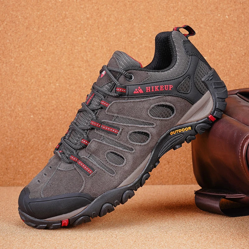 HIKEUP Buty turystyczne męskie Zimowe buty wspinaczkowe i trekkingowe dla mężczyzn Skórzane, oddychające, outdoorowe, antypoślizgowe buty sportowe i robocze dla mężczyzn