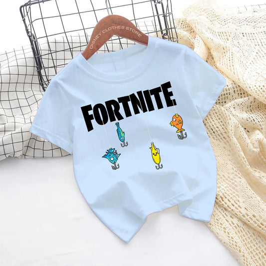 Fortnites Children T-shirts Game Cartoon Printed Figures Fortress Night Tees Game Short Sleeves Tops Summer Boys Girls Clothes
