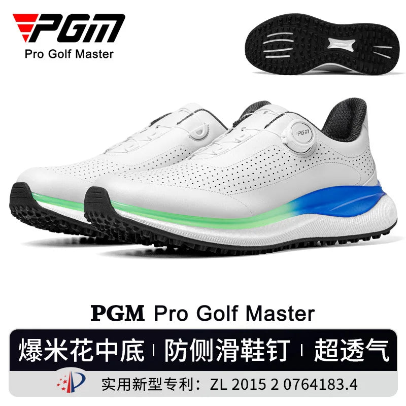 Sapatilhas de Golfe Desportivas para Homem PGM, Entressola Popcorn Super Macia, Atacadores com Botão, Antiderrapantes e Respiráveis